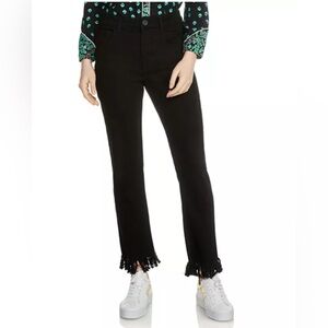 Maje Panako Frayed-Hem Ankle Jeans in Black Size 40/8